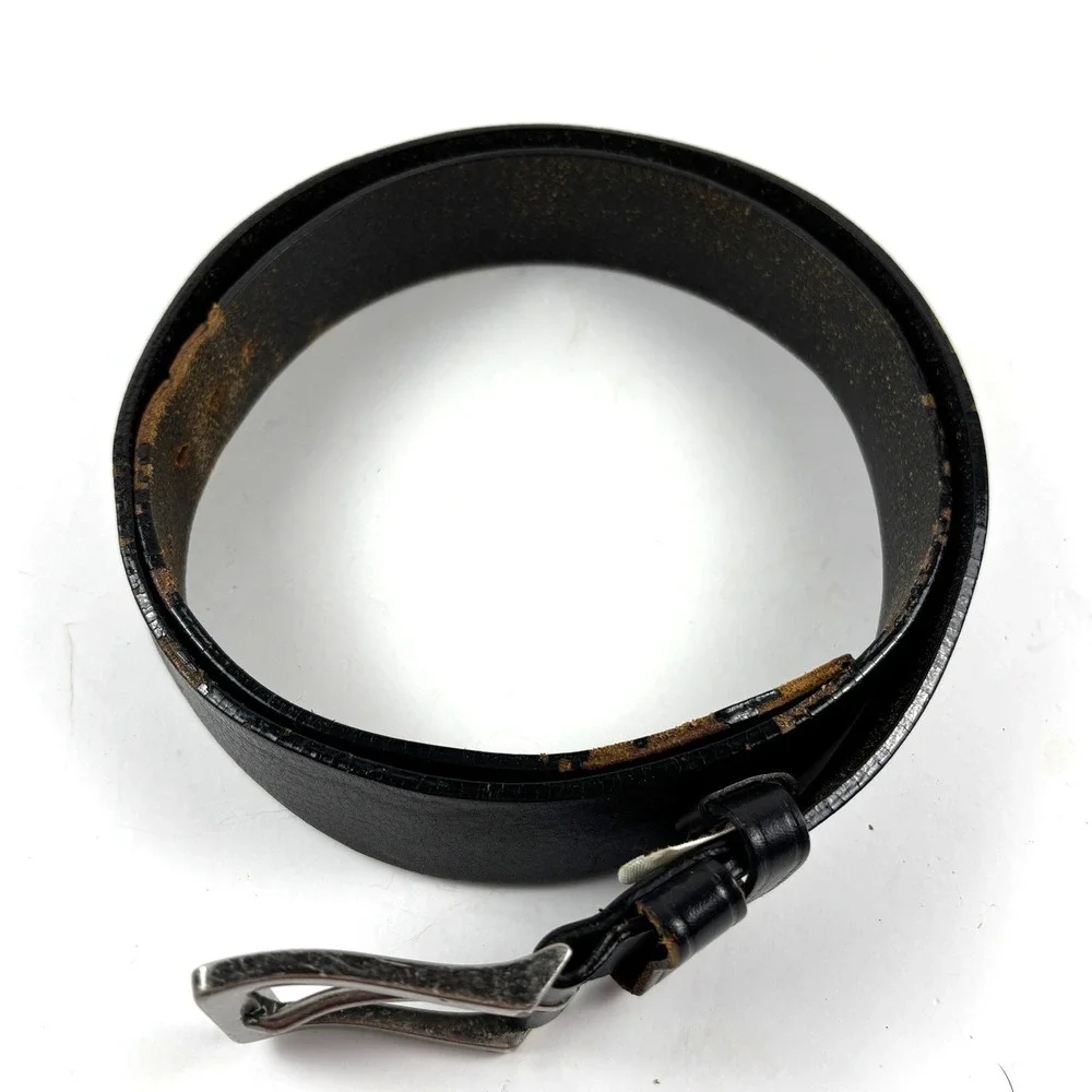 Vtg‎ Original Penguin Belt Mens 40 Black Full Grain Cowhide Leather Buckle